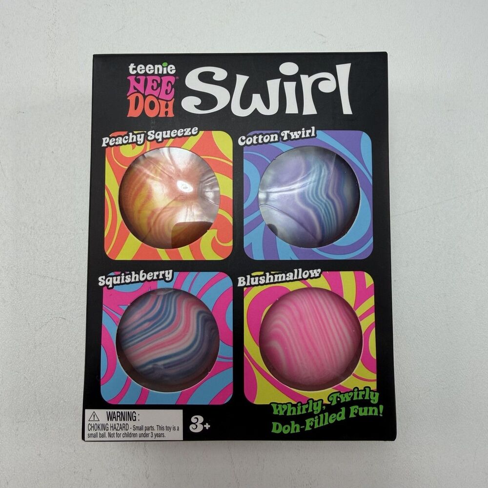 NeeDoh Teenie Swirl Squishy Fidget Toy Balls Schylling 3+ Stress Set 4 New